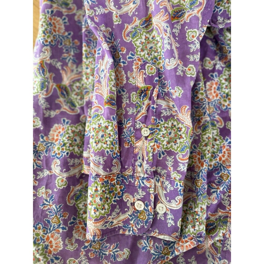 Lauren Ralph Lauren Women Large Purple Retro Paisley Vintage Groovy Long Sleeve - Picture 3 of 4
